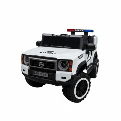 8K 1:1 Kids' Electric Police Car - Front Three-Quarter View