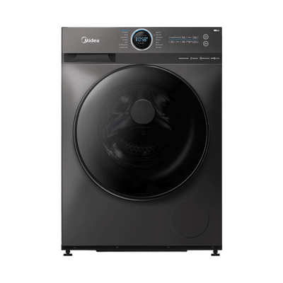 Midea MF200W80WB/T 8kg front loader washing machine in titanium, front view