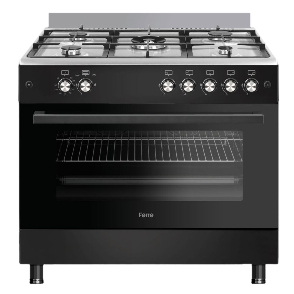 Ferre 90x60cm Matt Black Gas Stove F9S50G2.HIB