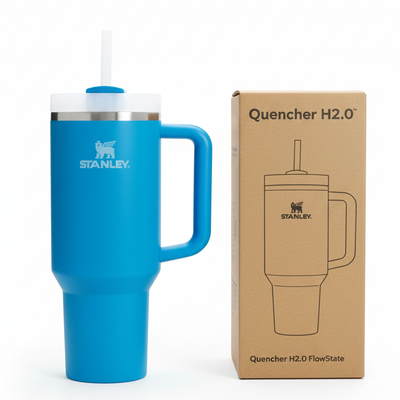 Stanley Azure Blue Tumbler Standing with Box