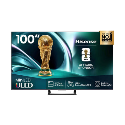 Hisense 100-inch Mini-LED ULED smart TV with stand and built-in subwoofer