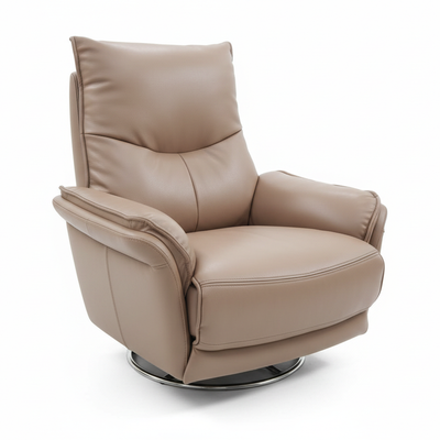 Beige Leather Swivel Chair Front View