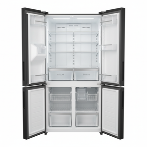 Black French-door refrigerator interior