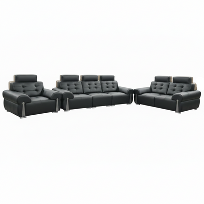 Black Leather Sofa Set – 1:1