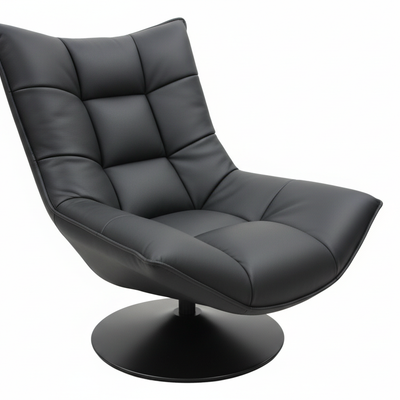 Black Leather Swivel Chair Front View