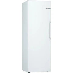 Bosch KSV33NW31Z upright fridge in white finish, front three-quarter view