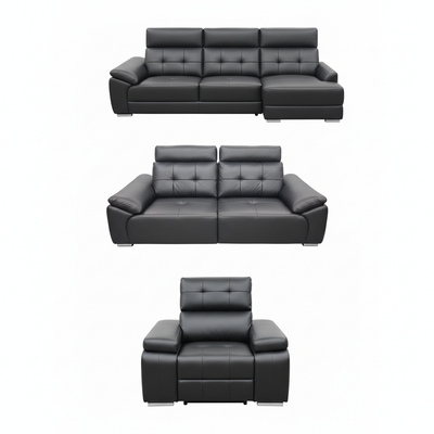 Dark gray leather collection vertical arrangement