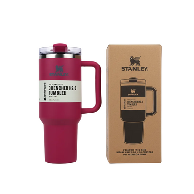 Enhanced burgundy Stanley tumbler with box