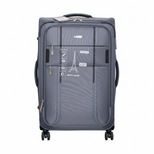 Grey Luggage Suitcase Front View 8K