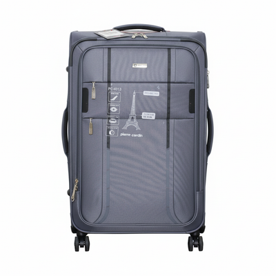 Grey Luggage Suitcase Front View 8K