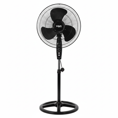 BYMART 18 inch VON Stand Fan - Front view showing blade design and control panel