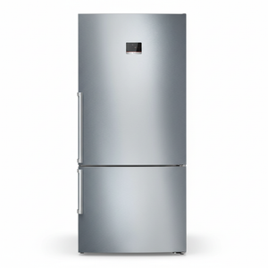 Bosch KGN86CI30Z silver fridge-freezer straight-on view on white