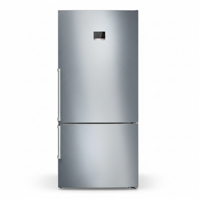 Bosch KGN86CI30Z silver fridge-freezer straight-on view on white