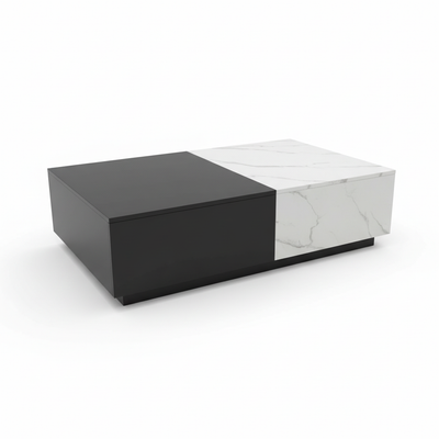 Modern black and white marble-effect coffee table on a clean white background