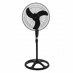 BYMART 18 inch GOLDY Stand Fan - Straight front view showing blade design and control panel