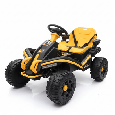 Kids electric ride-on car front view on white background