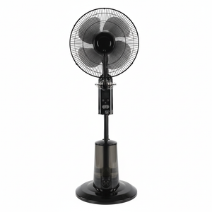 BYMART 16 inch Automatic Mist Stand Fan - Front view showing mist nozzles and control panel