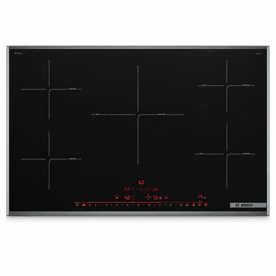 Square studio image of the Bosch PIV975DC1E 90cm built-in electric hob on a white background
