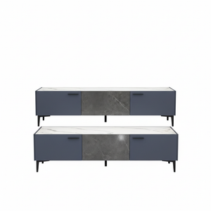 Contemporary multi-tone grey TV stand combo - front view showing gradient entertainment unit