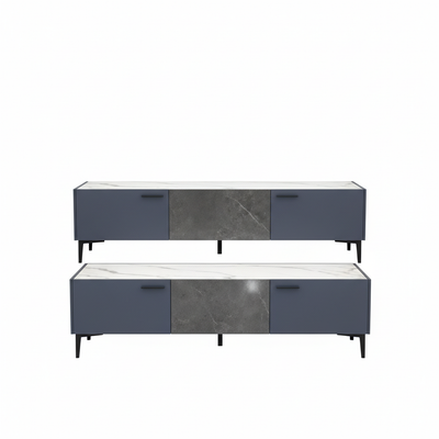 Contemporary multi-tone grey TV stand combo - front view showing gradient entertainment unit