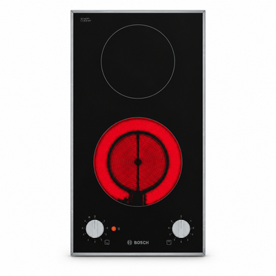 Square front-facing studio image of the Bosch PKF375CA2E/04 built-in hob on a white background