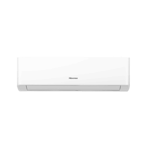 Front view of white Hisense wall-mounted air conditioner indoor unit