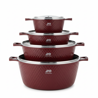 JIO Original Burgundy Cookware - Hero Stacked