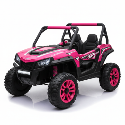 Kids Electric Ride-On UTV Buggy Pink – Side View