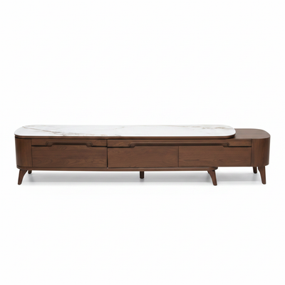 Marble Top Walnut TV Stand