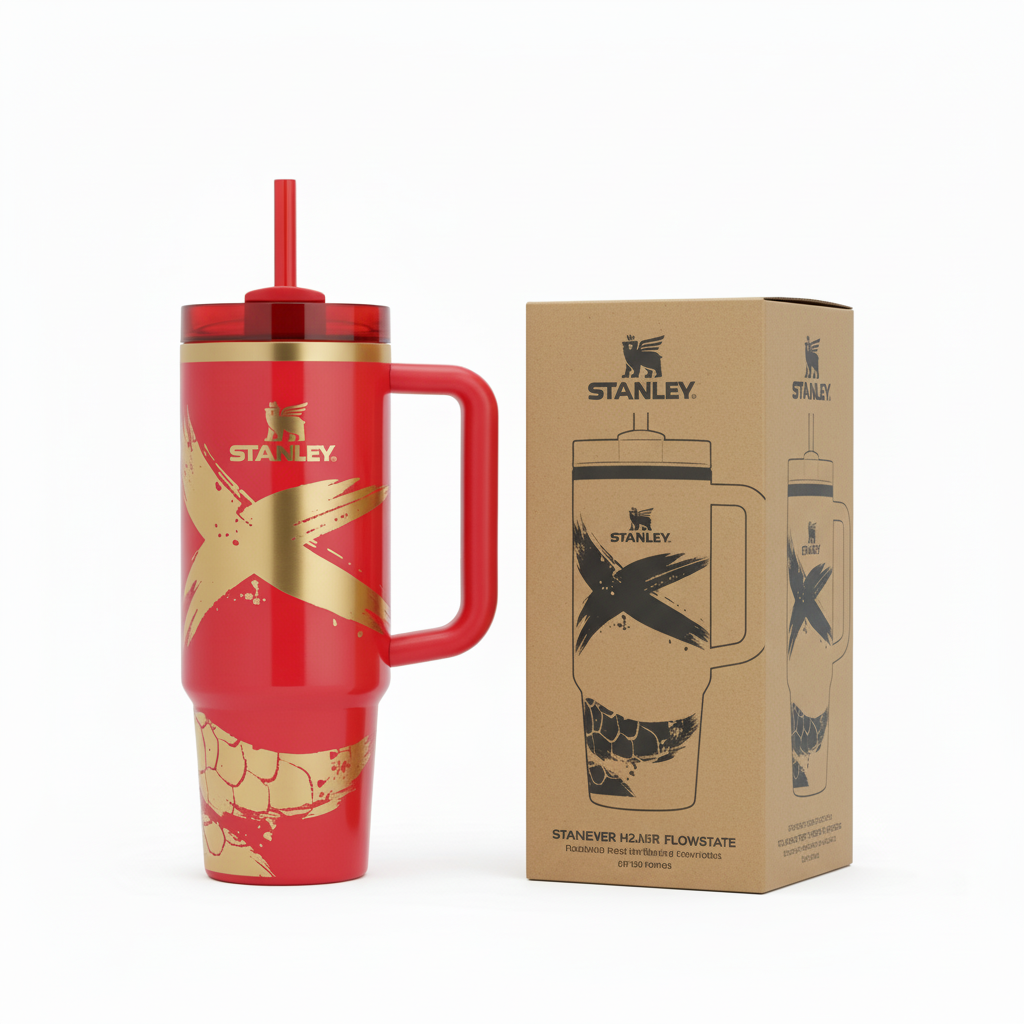 Red Stanley tumbler with brown box