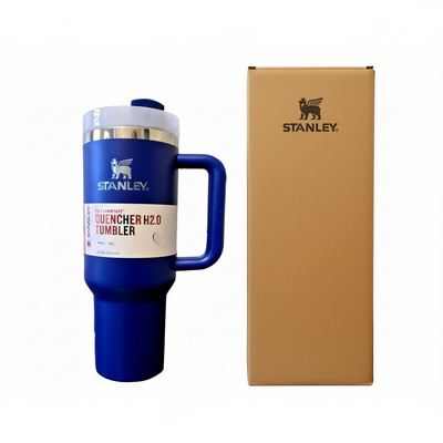 Royal blue Stanley tumbler with clean branded box