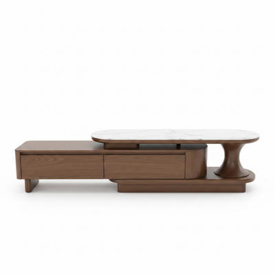 Sculptural Pedestal TV Stand – Front View