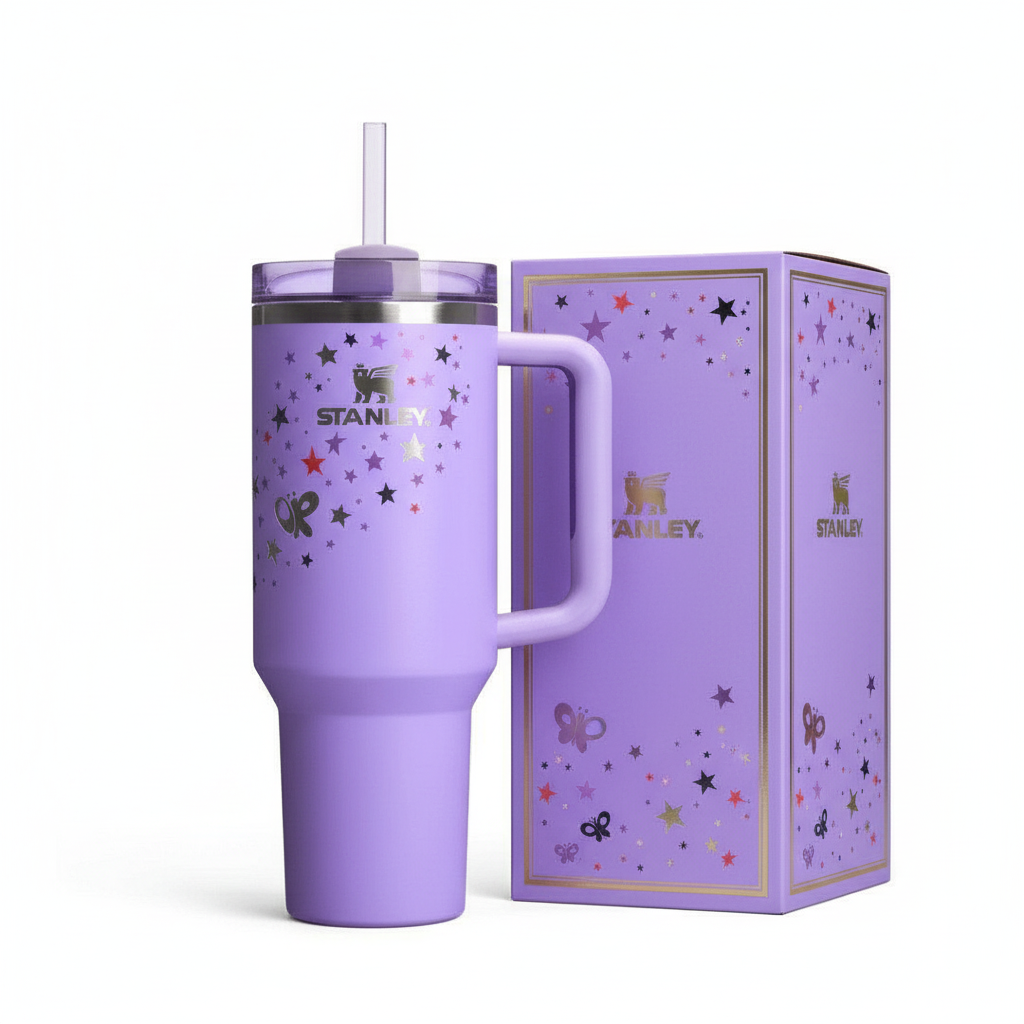 Stanley lavender stars tumbler with packaging
