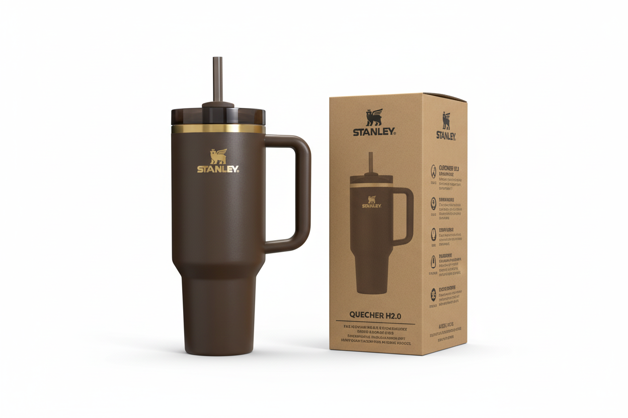 Stanley Quencher Chocolate Gold Tumbler with Original Box