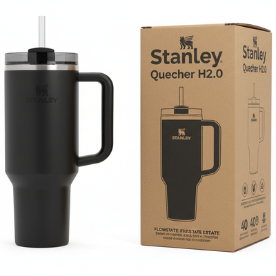 Stanley Quencher Matte Black Tumbler with Original Box