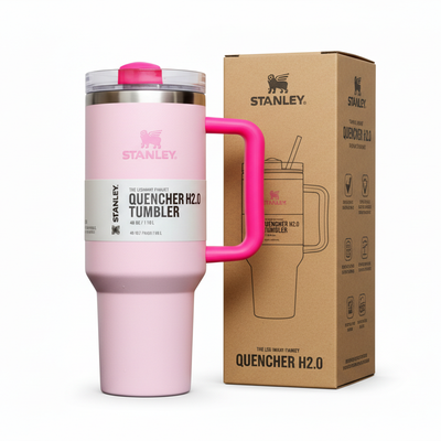 Stanley Quencher Pink with Hot Pink Handle Tumbler with Original Box