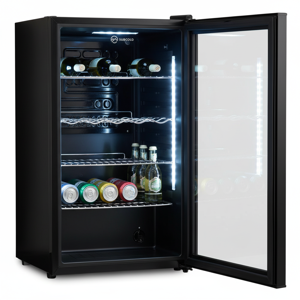 Subcold Super85 Under Counter Drinks Fridge 85L Black - Glass Door ...
