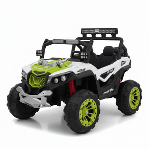 Kids Electric Ride-On UTV Buggy - White, Black & Lime Green Two-Seater